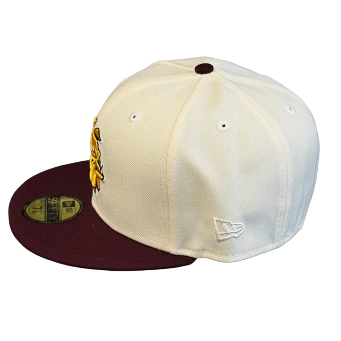 New Era Fitted Hat Adult Minnesota-Duluth Bulldogs New Era Chrome/Maroon Modern Gopher Custom 59FIFTY Fitted Hat - Men's