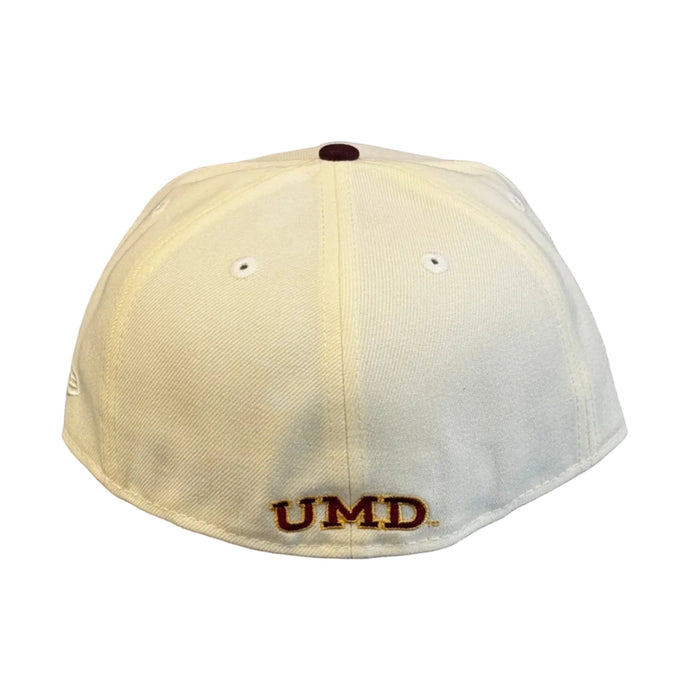 New Era Fitted Hat Adult Minnesota-Duluth Bulldogs New Era Chrome/Maroon Modern Gopher Custom 59FIFTY Fitted Hat - Men's