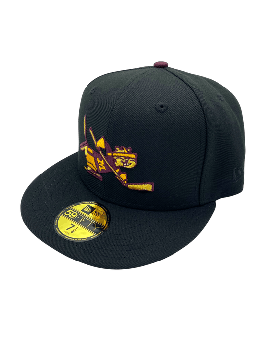 New Era Fitted Hat Adult Minnesota Golden Gophers New Era Black Dome Powerhouse Custom 2002 Side Patch 59FIFTY Fitted Hat - Men's