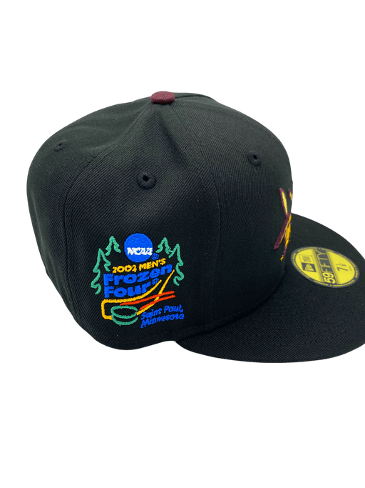 New Era Fitted Hat Adult Minnesota Golden Gophers New Era Black Dome Powerhouse Custom 2002 Side Patch 59FIFTY Fitted Hat - Men's