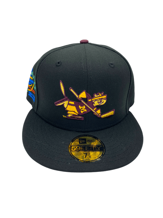 New Era Fitted Hat Adult Minnesota Golden Gophers New Era Black Dome Powerhouse Custom 2002 Side Patch 59FIFTY Fitted Hat - Men's