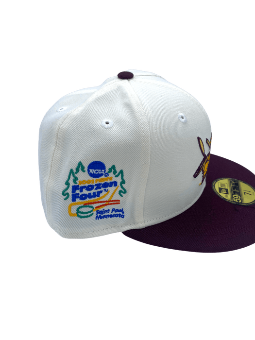 New Era Fitted Hat Adult Minnesota Golden Gophers New Era Chrome Custom 2002 Side Patch 59FIFTY Fitted Hat - Men's