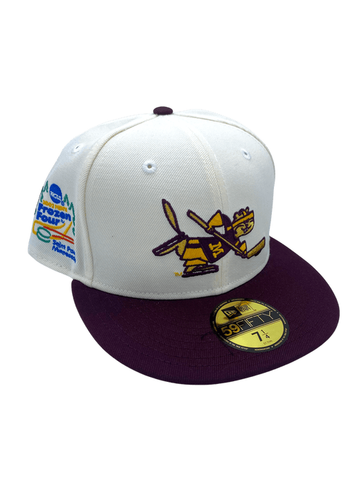 New Era Fitted Hat Adult Minnesota Golden Gophers New Era Chrome Custom 2002 Side Patch 59FIFTY Fitted Hat - Men's