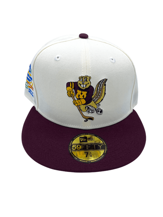New Era Fitted Hat Adult Minnesota Golden Gophers New Era Chrome/Maroon Modern Gopher Custom 2002 Side Patch 59FIFTY Fitted Hat - Men's