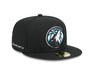 New Era Fitted Hat Adult Minnesota Timberwolves New Era Black 2024 Alternate City Edition 59FIFTY Fitted Hat - Men's