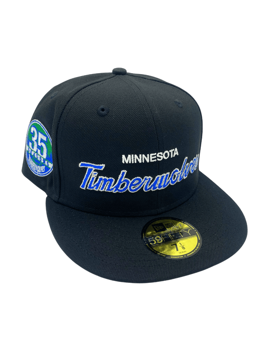 Adult Minnesota Timberwolves New Era Black Custom Script Side Patch 59FIFTY Fitted Hat - Men's