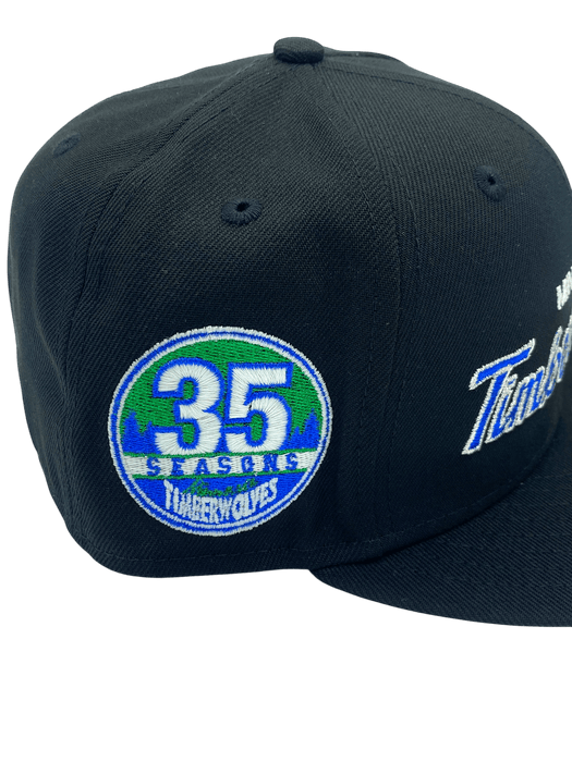 Adult Minnesota Timberwolves New Era Black Custom Script Side Patch 59FIFTY Fitted Hat - Men's