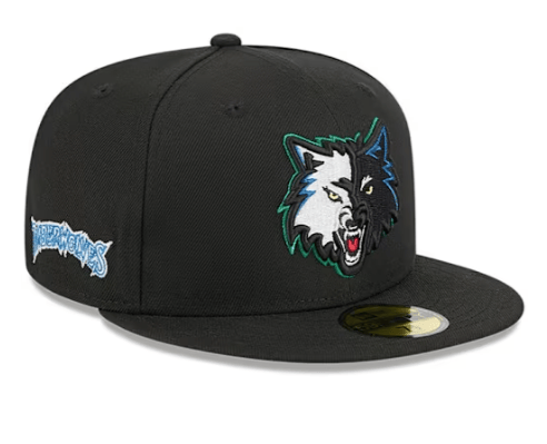 New Era Fitted Hat Adult Minnesota Timberwolves New Era Black Hardwood Classic 59FIFTY Fitted Hat - Men's
