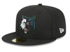 New Era Fitted Hat Adult Minnesota Timberwolves New Era Black Hardwood Classic 59FIFTY Fitted Hat - Men's