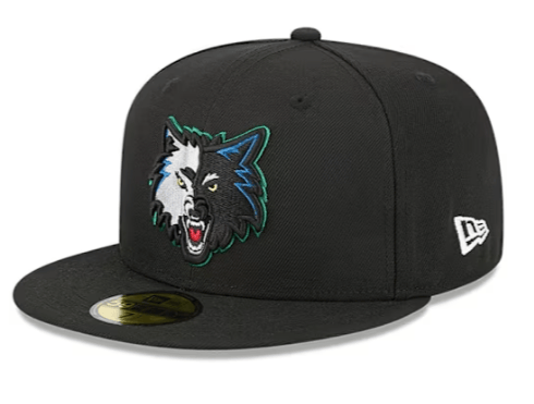 New Era Fitted Hat Adult Minnesota Timberwolves New Era Black Hardwood Classic 59FIFTY Fitted Hat - Men's