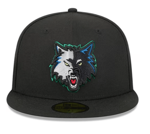 New Era Fitted Hat Adult Minnesota Timberwolves New Era Black Hardwood Classic 59FIFTY Fitted Hat - Men's