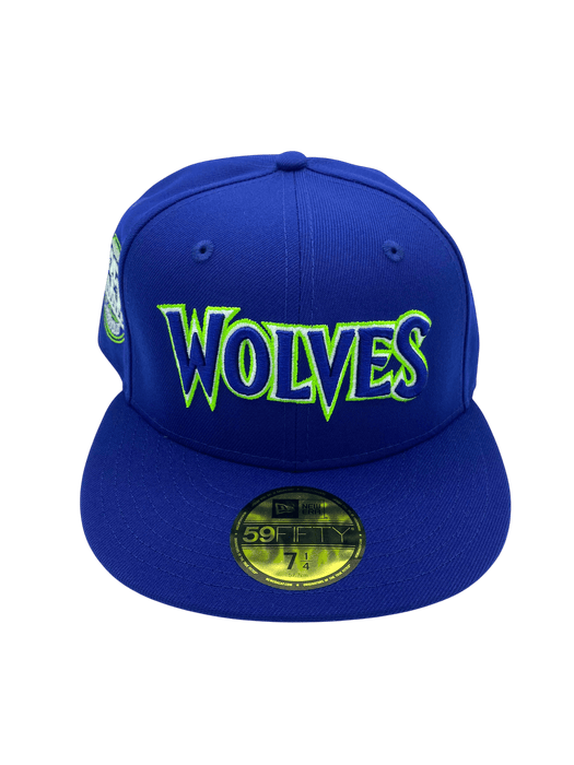 New Era Fitted Hat Adult Minnesota Timberwolves New Era Blue Custom Side Patch 59FIFTY Fitted Hat - Men's