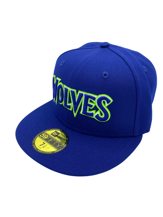 New Era Fitted Hat Adult Minnesota Timberwolves New Era Blue Custom Side Patch 59FIFTY Fitted Hat - Men's