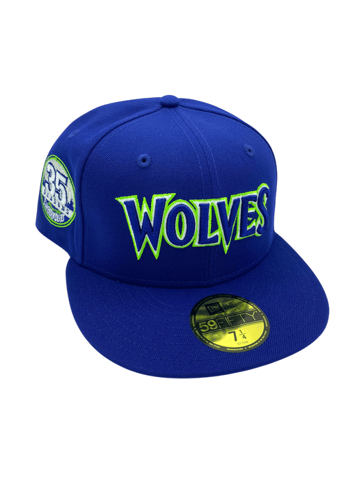 New Era Fitted Hat Adult Minnesota Timberwolves New Era Blue Custom Side Patch 59FIFTY Fitted Hat - Men's