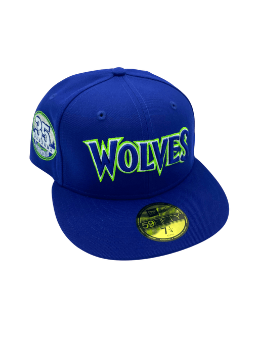 New Era Fitted Hat Adult Minnesota Timberwolves New Era Blue Custom Side Patch 59FIFTY Fitted Hat - Men's