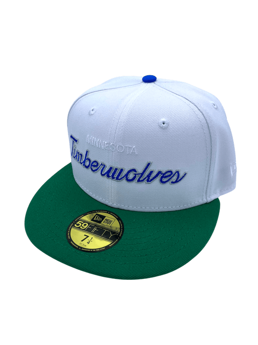 New Era Fitted Hat Adult Minnesota Timberwolves New Era White Custom Script 59FIFTY Fitted Hat - Men's