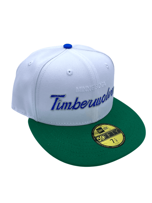 New Era Fitted Hat Adult Minnesota Timberwolves New Era White Custom Script 59FIFTY Fitted Hat - Men's