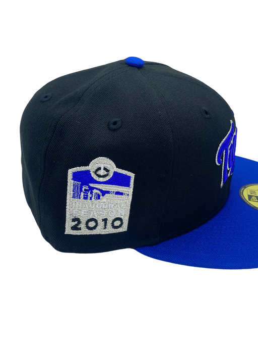 New Era Fitted Hat Adult Minnesota Twins New Era Black/Blue Custom Side Patch 59FIFTY Fitted Hat - Men's