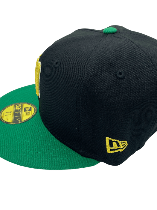 New Era Fitted Hat Adult Minnesota Twins New Era Black/Green Custom Side Patch 59FIFTY Fitted Hat - Men's