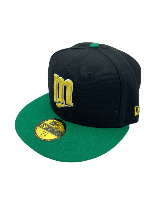 New Era Fitted Hat Adult Minnesota Twins New Era Black/Green Custom Side Patch 59FIFTY Fitted Hat - Men's