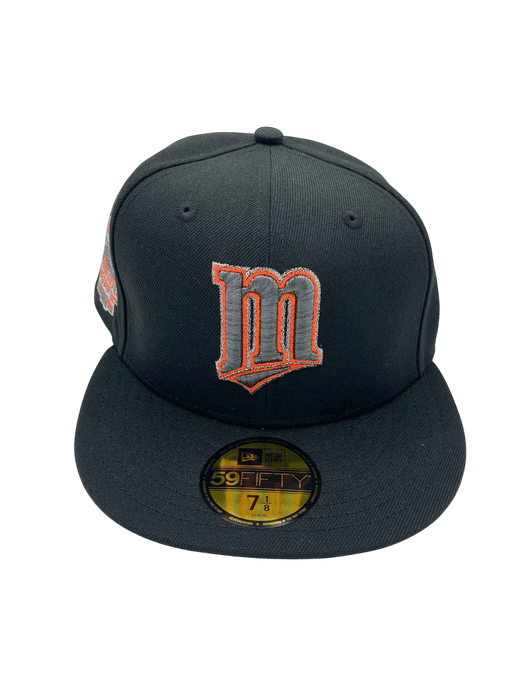 New Era Fitted Hat Adult Minnesota Twins New Era Black Infrared Custom Side Patch 59FIFTY Fitted Hat - Men's
