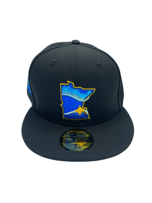 Adult Minnesota Twins New Era Black/Metallic City Connect State Logo 59FIFTY Fitted Hat - Men's
