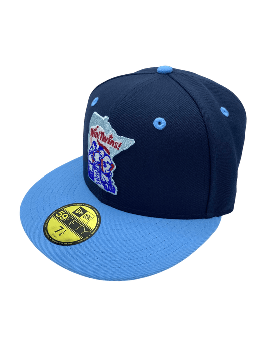 New Era Fitted Hat Adult Minnesota Twins New Era Blue Minny & Paul Custom Side Patch 59FIFTY Fitted Hat - Men's