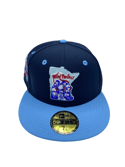 New Era Fitted Hat Adult Minnesota Twins New Era Blue Minny & Paul Custom Side Patch 59FIFTY Fitted Hat - Men's