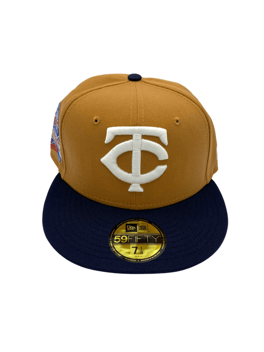 New Era Fitted Hat Adult Minnesota Twins New Era Brown/Navy Custom Side Patch 59FIFTY Fitted Hat - Men's