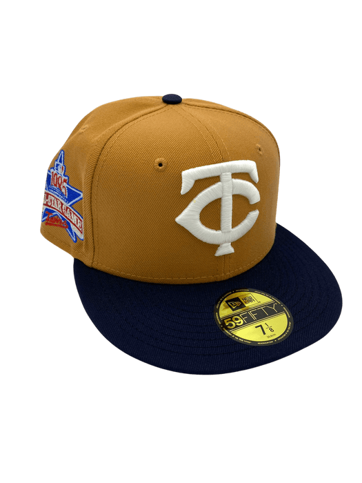 New Era Fitted Hat Adult Minnesota Twins New Era Brown/Navy Custom Side Patch 59FIFTY Fitted Hat - Men's