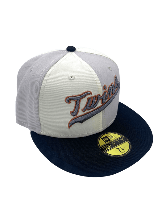 New Era Fitted Hat Adult Minnesota Twins New Era Chrome/Gray Spiral Custom 59FIFTY Fitted Hat - Men's