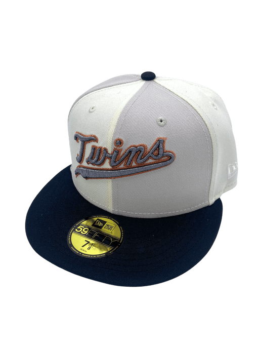 New Era Fitted Hat Adult Minnesota Twins New Era Chrome/Gray Spiral Custom 59FIFTY Fitted Hat - Men's