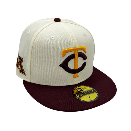 New Era Fitted Hat Adult Minnesota Twins New Era Chrome & Maroon Campus Crossover University of Minnesota 59FIFTY Fitted Hat - Men's
