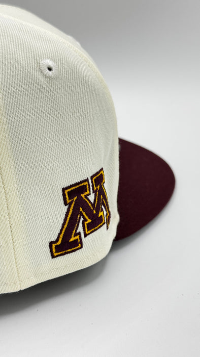 New Era Fitted Hat Adult Minnesota Twins New Era Chrome & Maroon Campus Crossover University of Minnesota 59FIFTY Fitted Hat - Men's