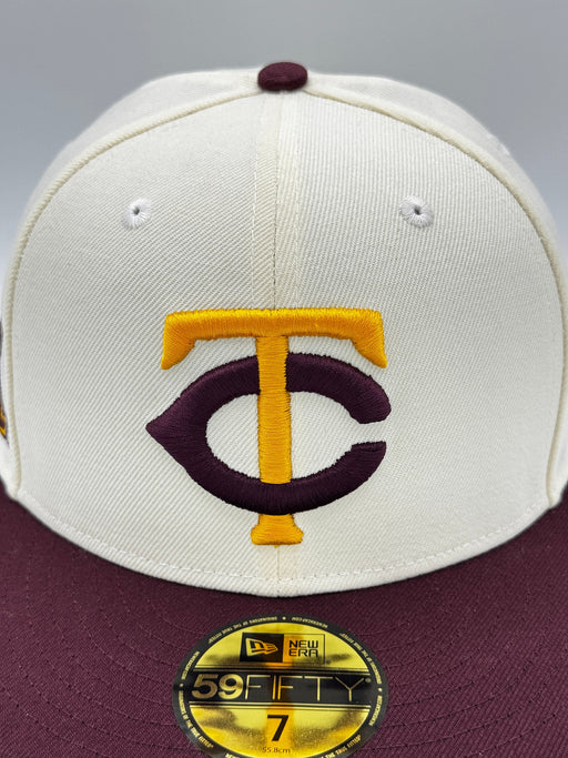 New Era Fitted Hat Adult Minnesota Twins New Era Chrome & Maroon Campus Crossover University of Minnesota 59FIFTY Fitted Hat - Men's