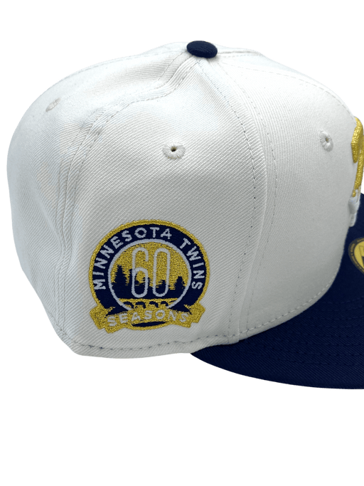 New Era Fitted Hat Adult Minnesota Twins New Era Chrome/Navy Dripped Side Patch 59FIFTY Fitted Hat - Men's