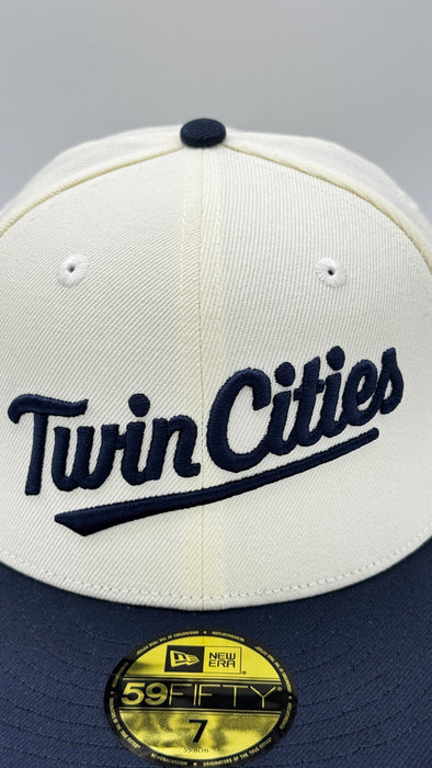 New Era Fitted Hat Adult Minnesota Twins New Era Chrome & Navy Twin Cities Byron Buxton Collection 59FIFTY Fitted Hat - Men's