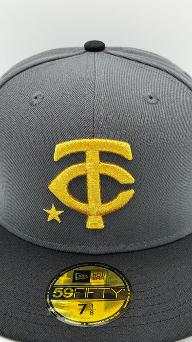 New Era Fitted Hat Adult Minnesota Twins New Era Gray & Black TC Logo Byron Buxton Collection 59FIFTY Fitted Hat - Men's