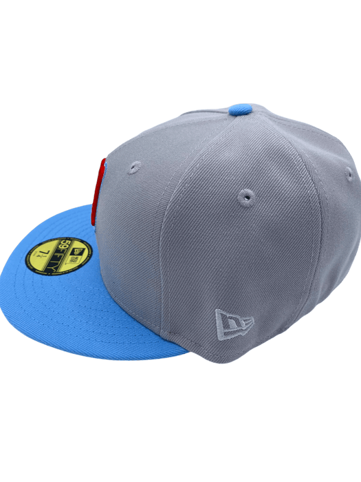 New Era Fitted Hat Adult Minnesota Twins New Era Gray/Light Blue Custom Side Patch 59FIFTY Fitted Hat - Men's