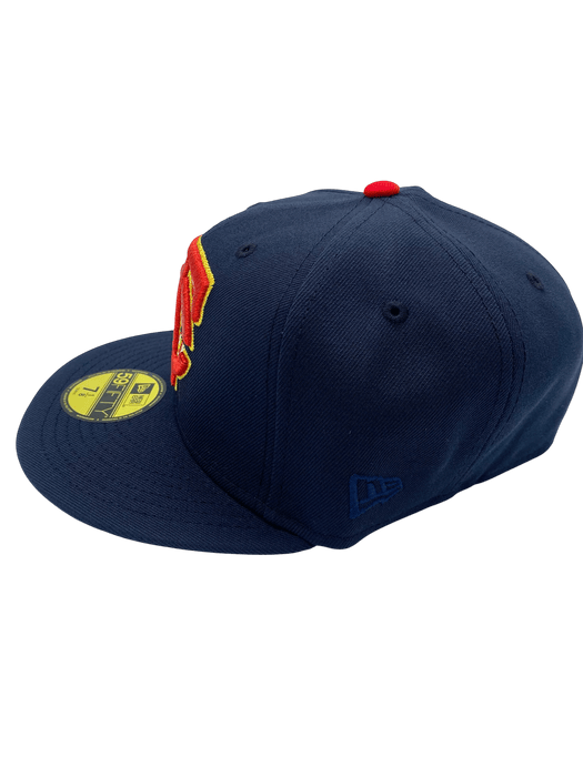 New Era Fitted Hat Adult Minnesota Twins New Era Navy Cascade Custom Side Patch 59FIFTY Fitted Hat - Men's