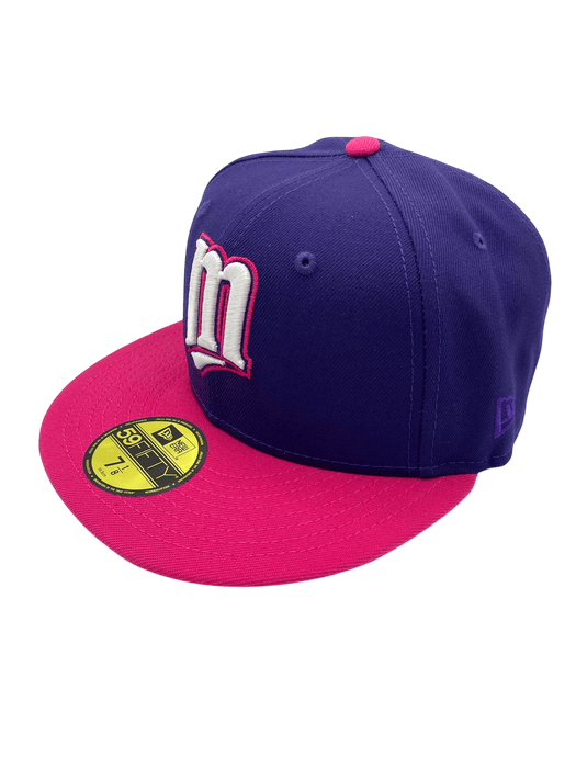 New Era Fitted Hat Adult Minnesota Twins New Era Purple/Pink Casino Custom Side Patch 59FIFTY Fitted Hat - Men's