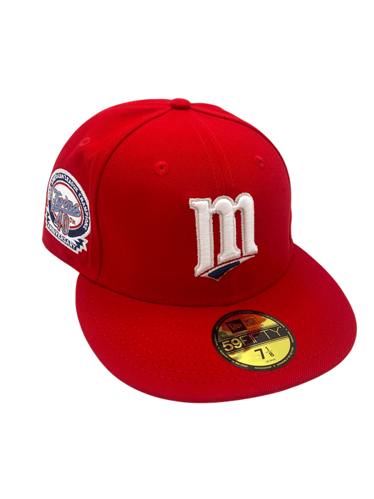 New Era Fitted Hat Adult Minnesota Twins New Era Red 40 Custom Side Patch 59FIFTY Fitted Hat - Men's