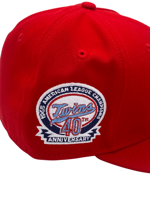 New Era Fitted Hat Adult Minnesota Twins New Era Red 40 Custom Side Patch 59FIFTY Fitted Hat - Men's