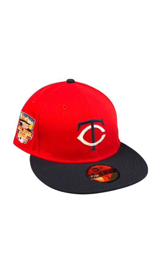 New Era Fitted Hat Adult Minnesota Twins New Era Red/Navy Flat TC Custom Side Patch 59FIFTY Fitted Hat - Men's