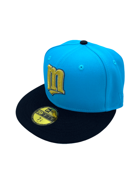 New Era Fitted Hat Adult Minnesota Twins New Era Teal/Black Custom Side Patch 59FIFTY Fitted Hat - Men's