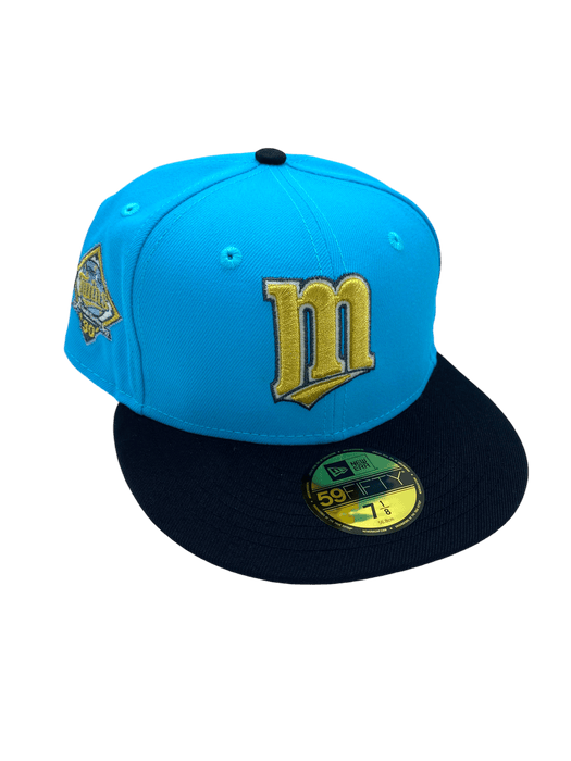 New Era Fitted Hat Adult Minnesota Twins New Era Teal/Black Custom Side Patch 59FIFTY Fitted Hat - Men's