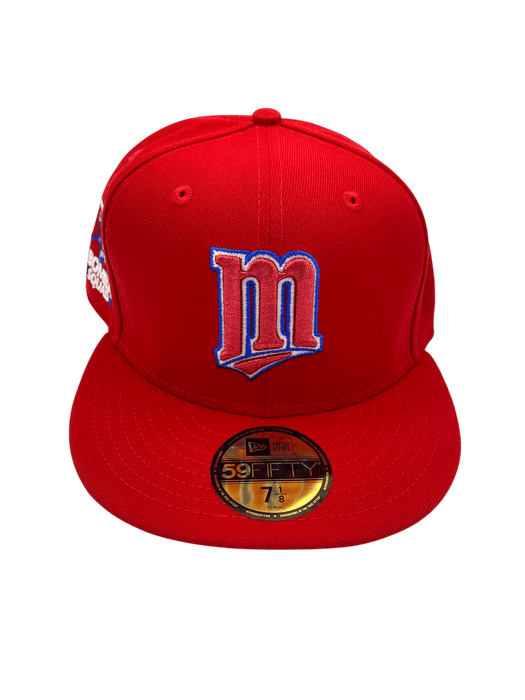 New Era Fitted Hat Adult Minnesota Twins New Era Very Red Bomba Custom Side Patch 59FIFTY Fitted Hat - Men's