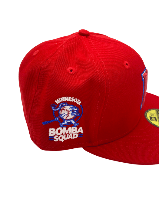 New Era Fitted Hat Adult Minnesota Twins New Era Very Red Bomba Custom Side Patch 59FIFTY Fitted Hat - Men's