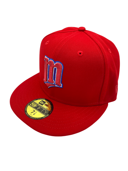 New Era Fitted Hat Adult Minnesota Twins New Era Very Red Bomba Custom Side Patch 59FIFTY Fitted Hat - Men's