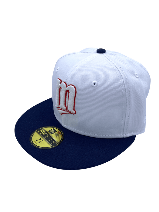Adult Minnesota Twins New Era White/Navy American League Side Patch 59FIFTY Fitted Hat - Men's